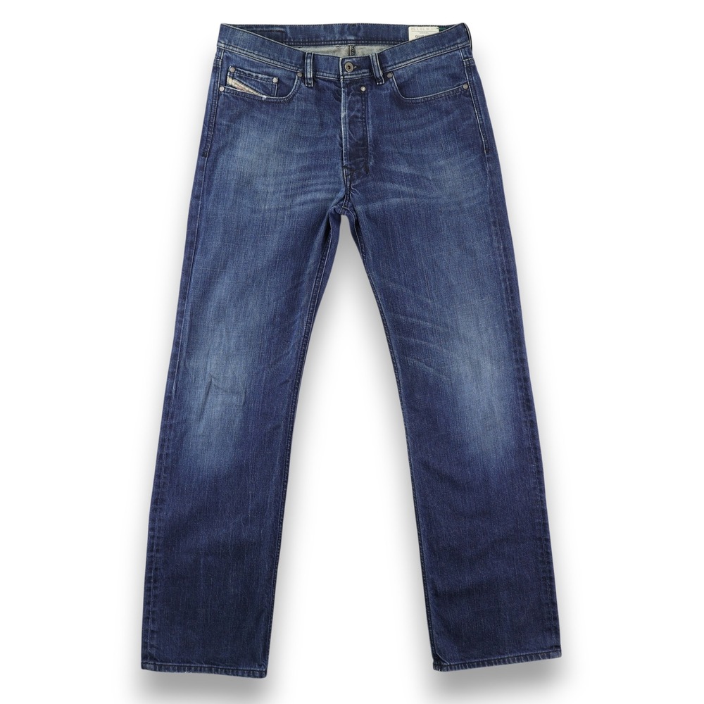 Diesel Quratt Jeans Mens 33x34 Blue Wash 008FC Stretch Straight Leg‎ Button Fly
